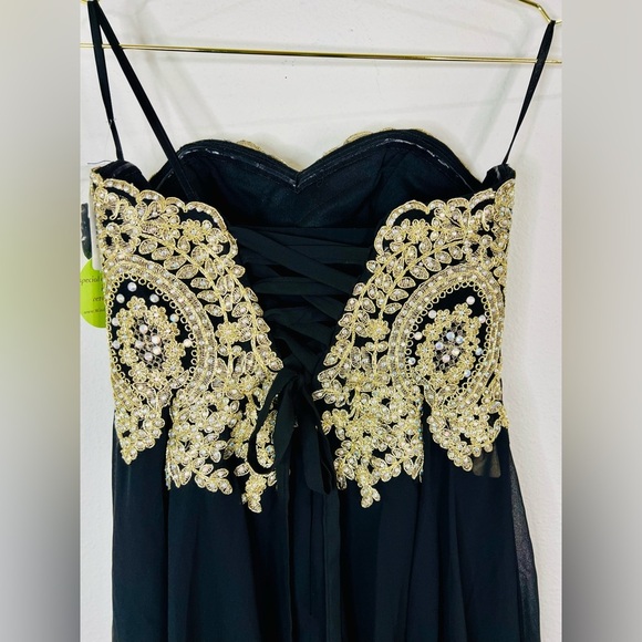 Windsor Women's Black Gold Strapless Dress Size Small Prom Homecoming Party - Picture 10 of 12